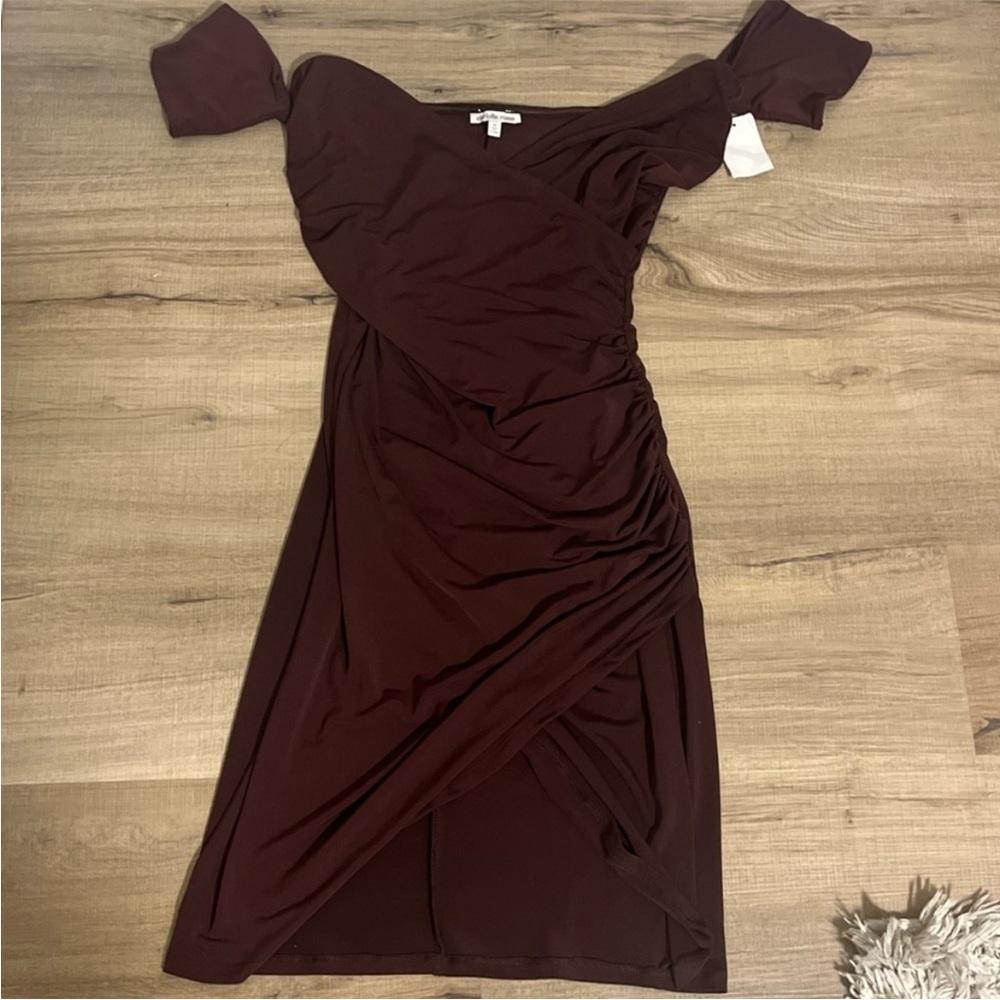 Charlotte Russe Off-Shoulder Burgundy Mini Dress